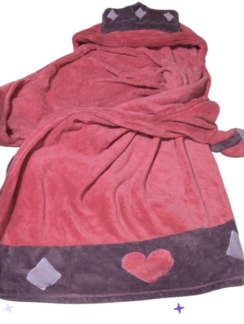 Girls Hooded Towel Robe with Heart & Diamond Accents - Pink